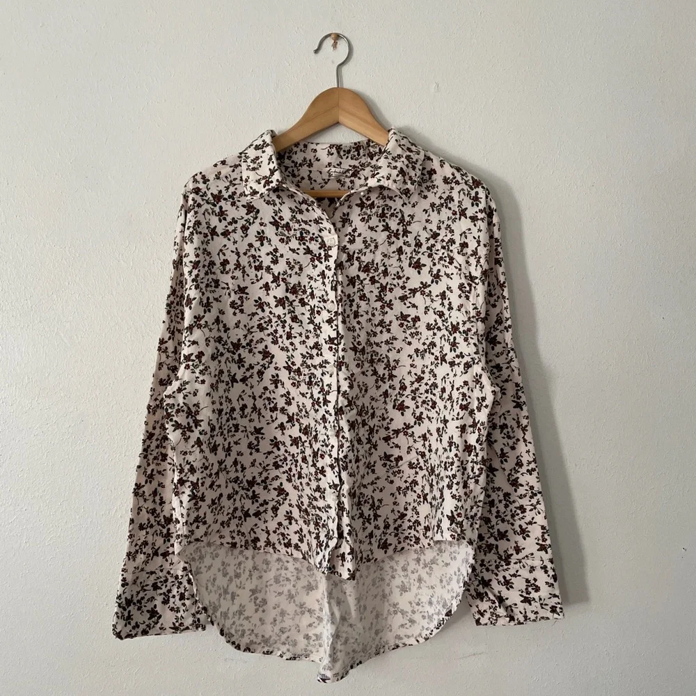 Free People Early Morning Ditsy Floral Flannel Button Up Shirt